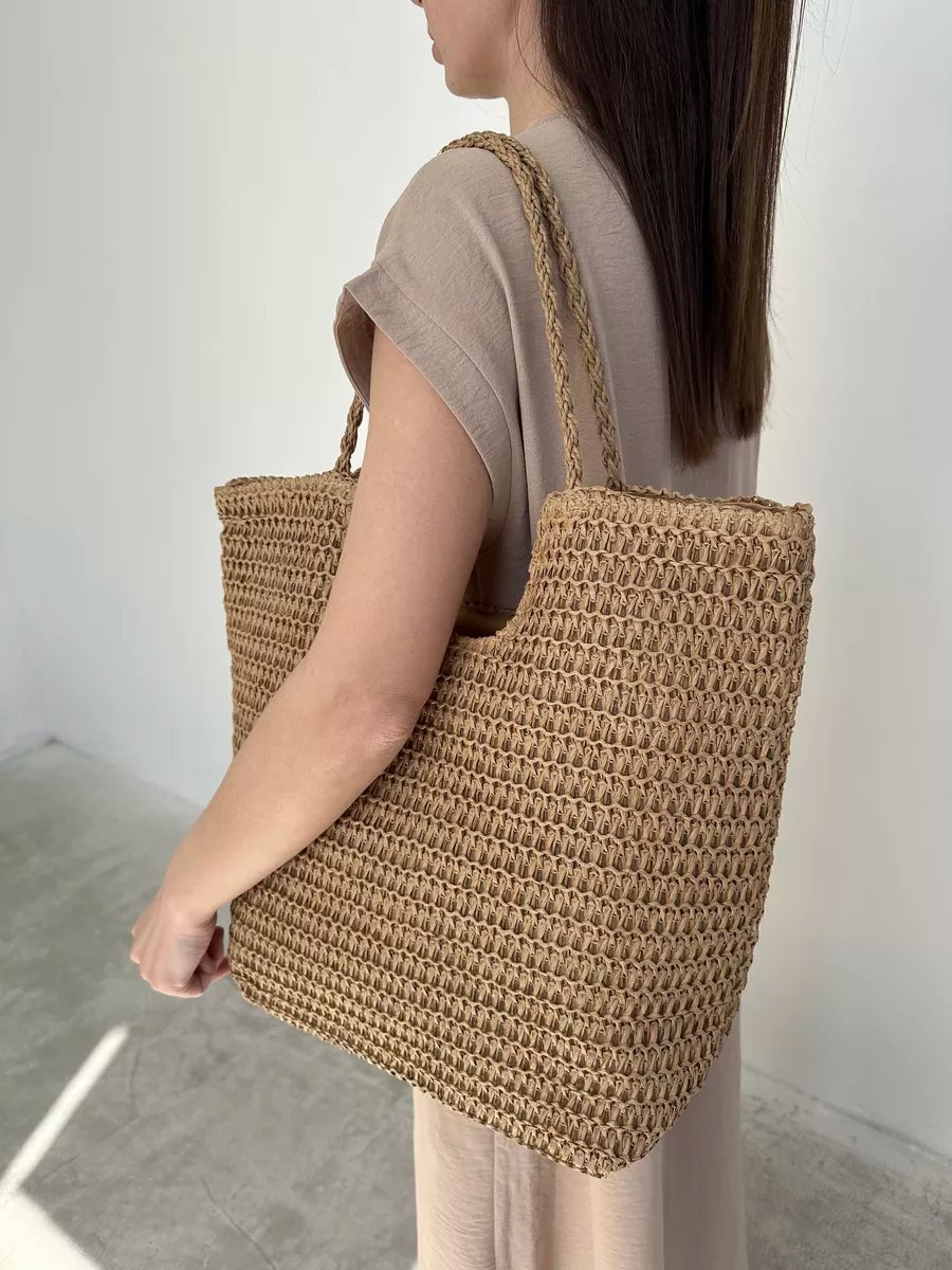 Сумка шоппер SL'Bags рафия коричневый купить,NaN