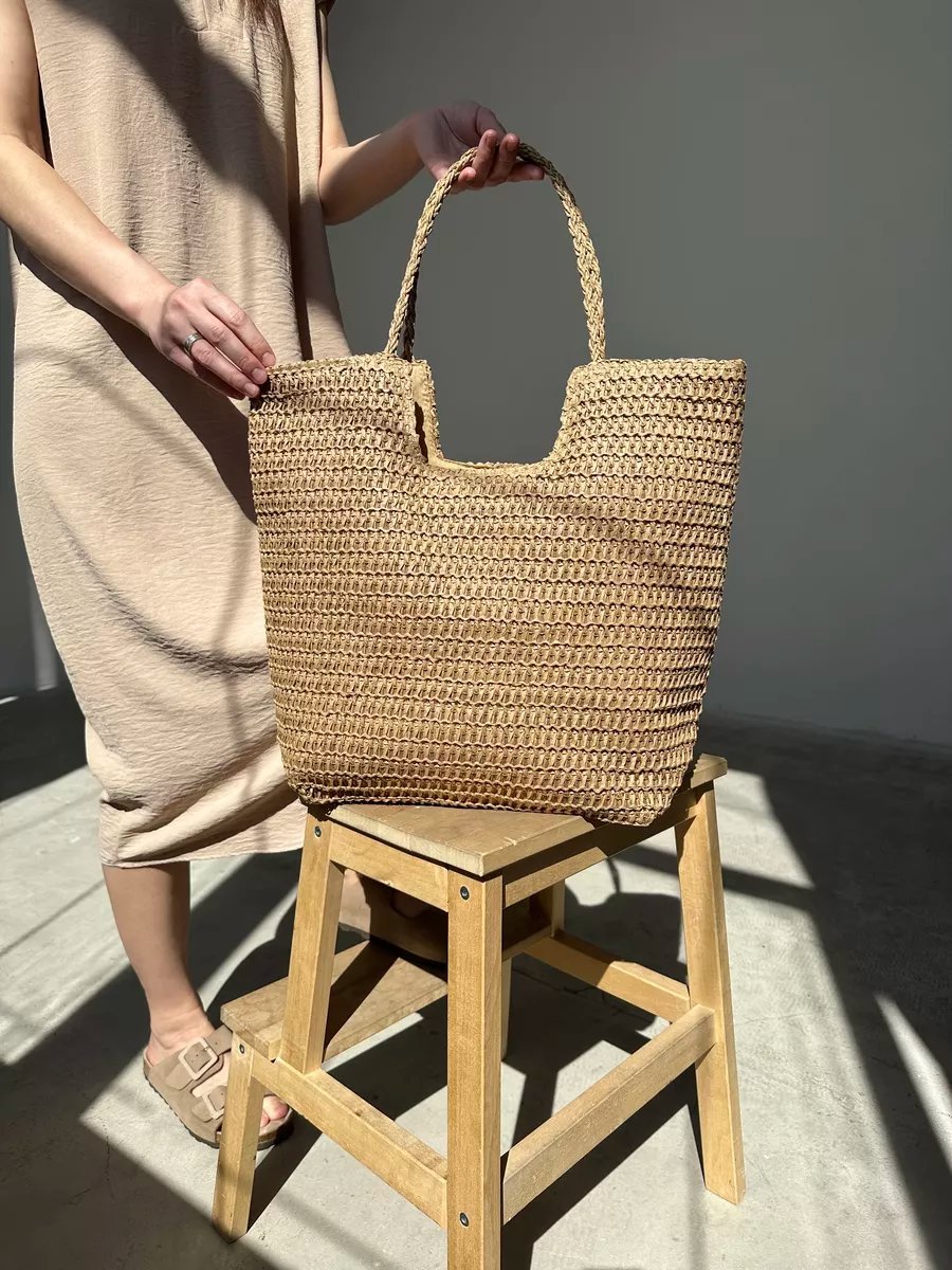 Сумка шоппер SL'Bags рафия коричневый купить,NaN