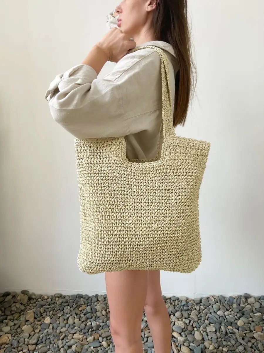 Сумка шоппер SL'Bags рафия бежевый купить,NaN
