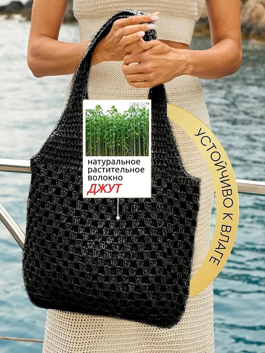 Сумка шоппер джут черный купить,NaN