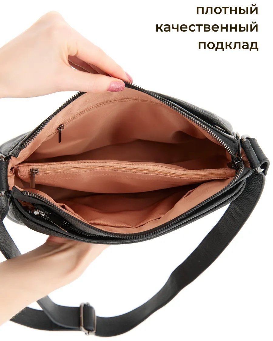 Сумка кросс-боди NikLove натуральная кожа черный купить,NaN