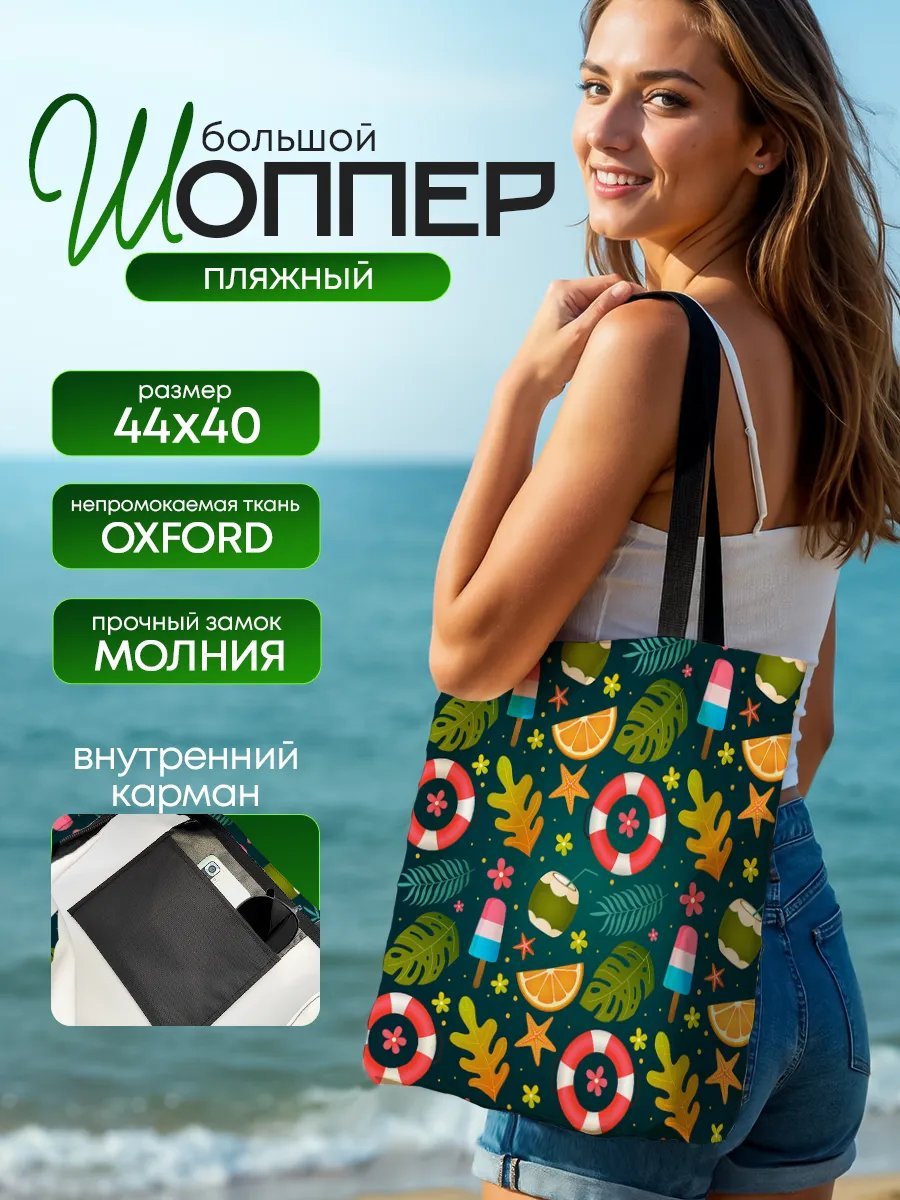 Сумка шоппер SoBag текстиль зеленый купить,NaN