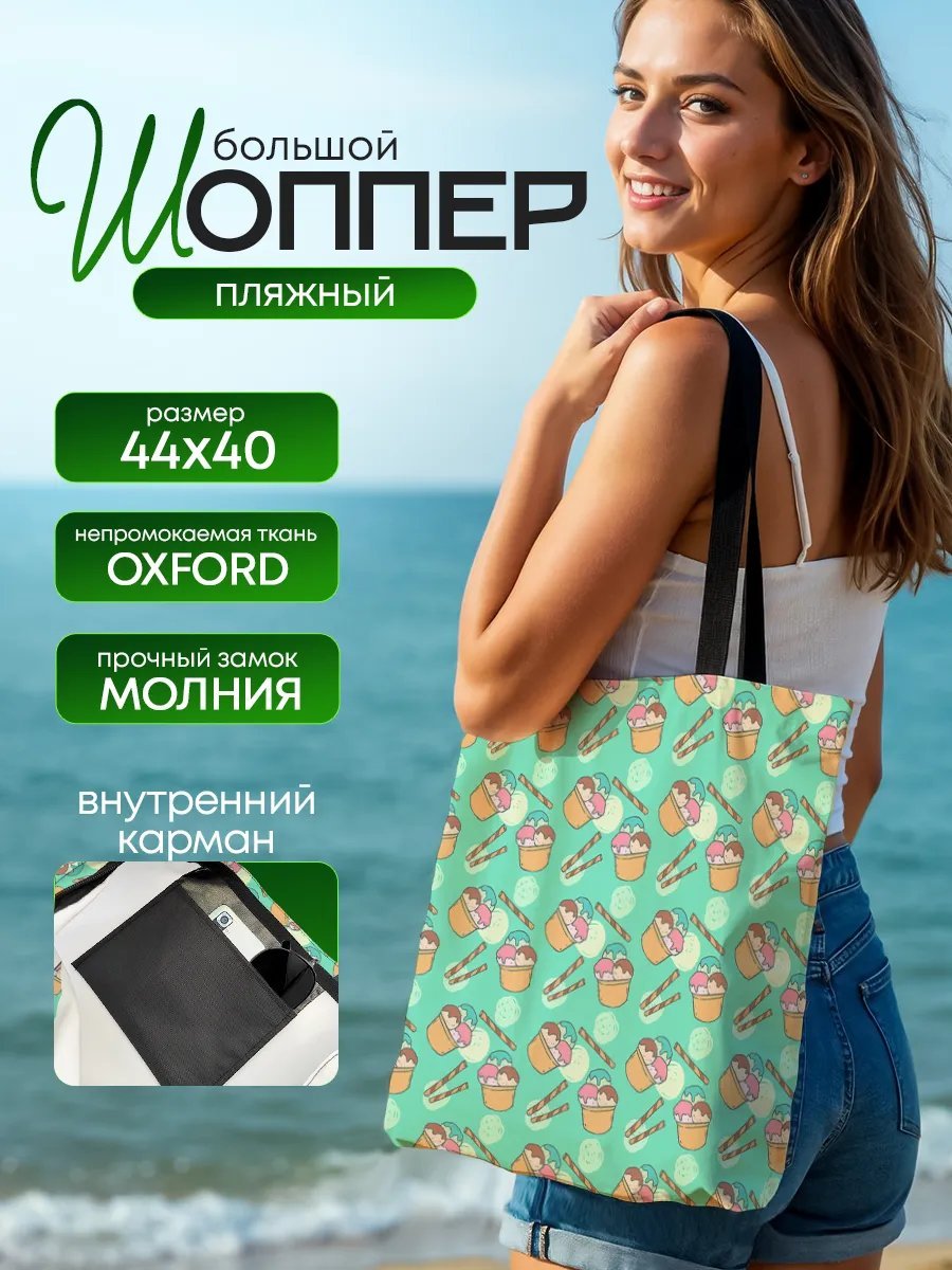 Сумка шоппер SoBag текстиль бежевый купить,NaN