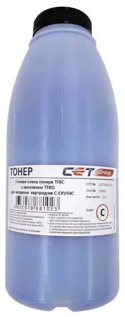 Тонер+девелопер, CET, CET7496C-232N, C-EXV54, Синий, TF8C/TF8D, Для картриджей CANON iRC3025/3025i/3020, 232г/бут. купить,10314