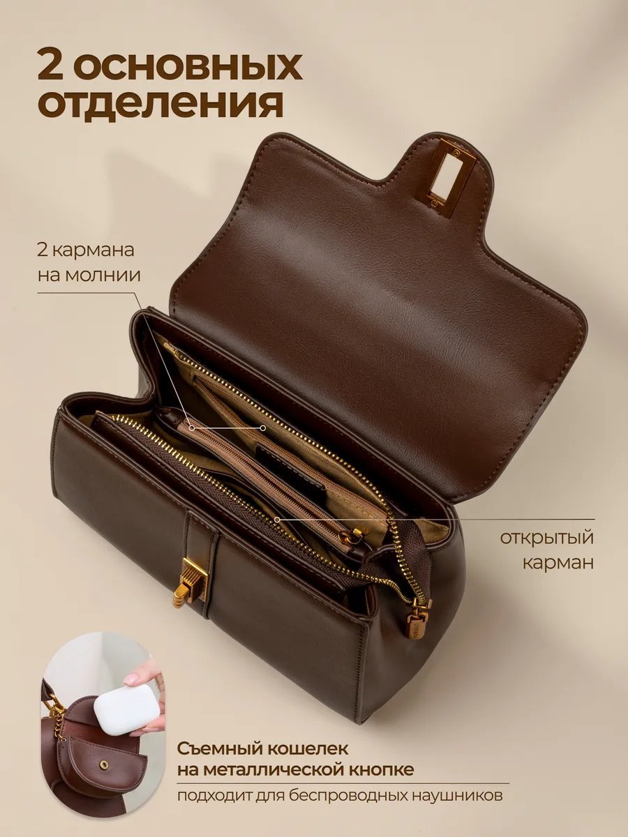 Сумка багет JEMOOD экокожа коричневый купить,NaN