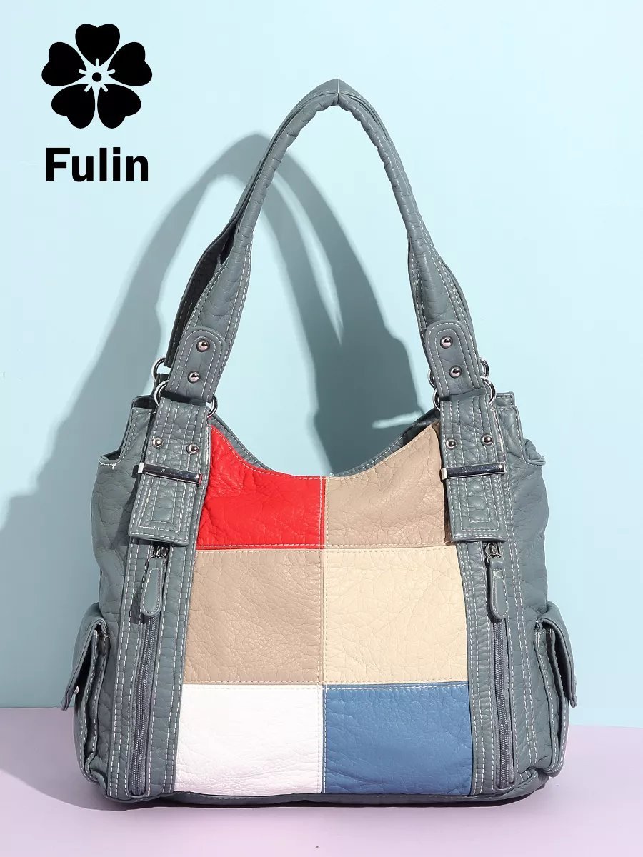 Сумка багет FULIN экокожа синий купить,NaN