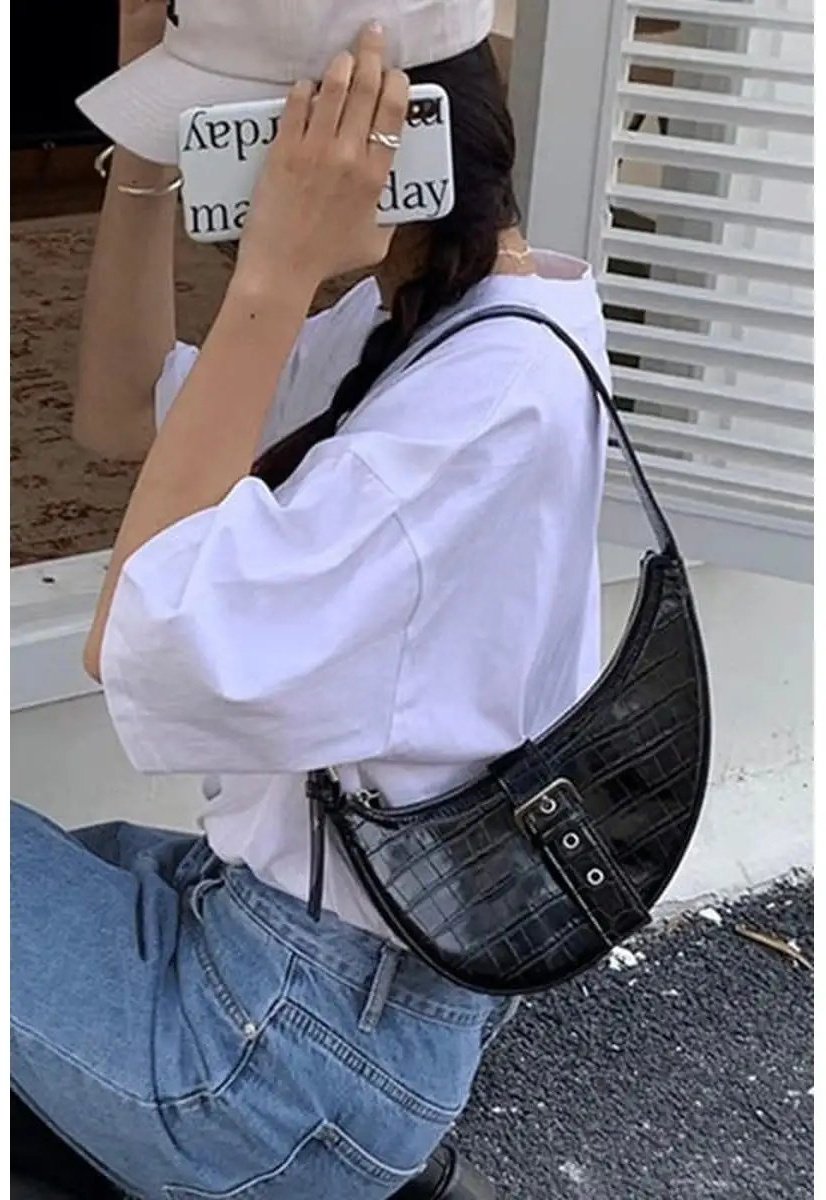 Сумка багет take.my.money экокожа черный