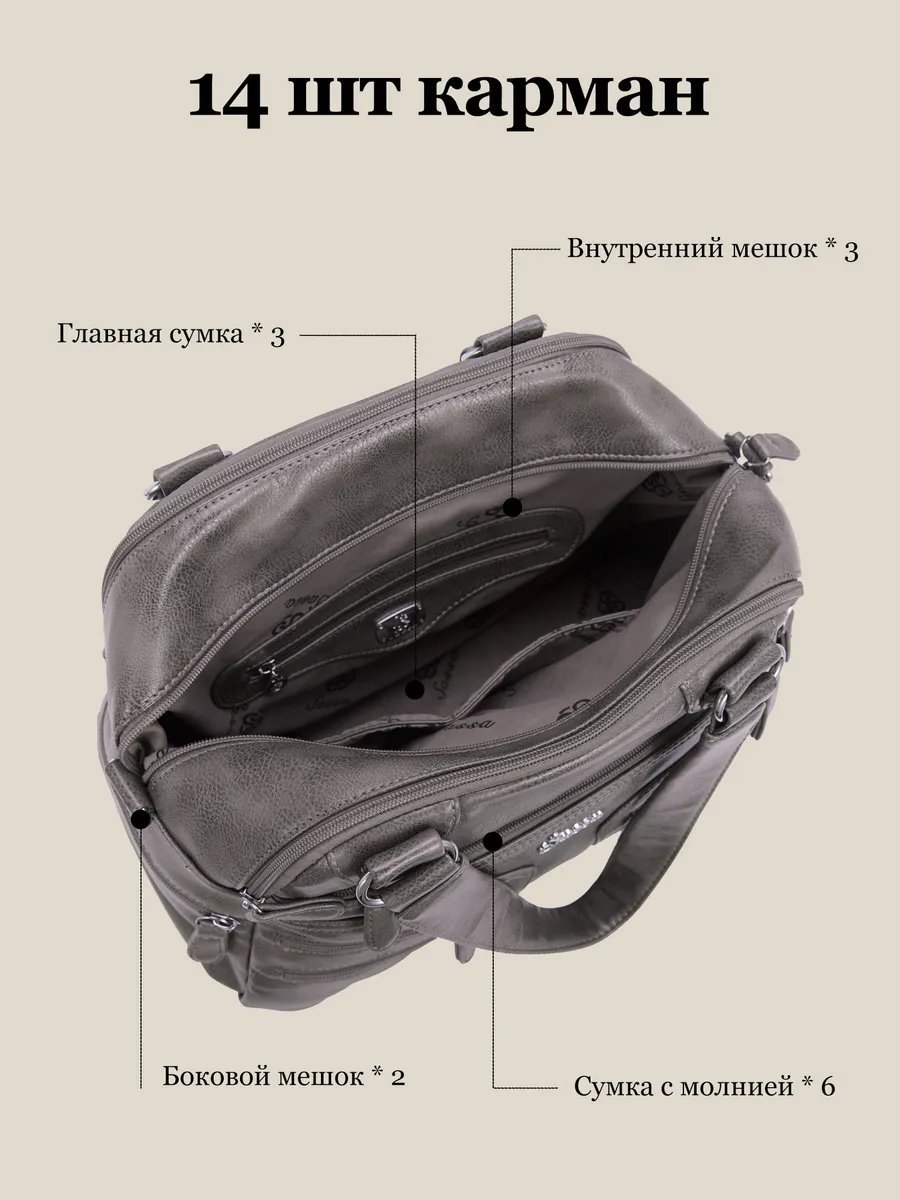 Сумка кросс-боди Sassa полиэстер серый