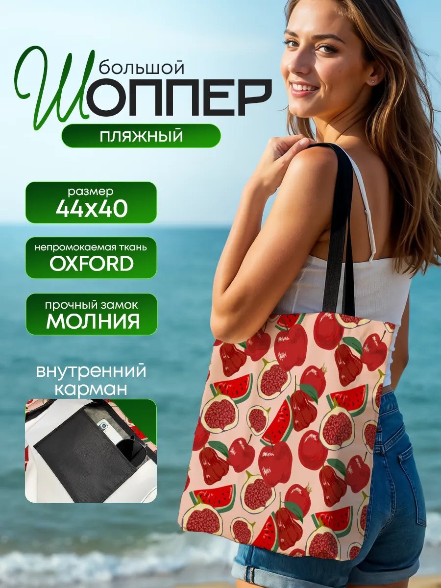 Сумка шоппер SoBag текстиль красный купить,NaN