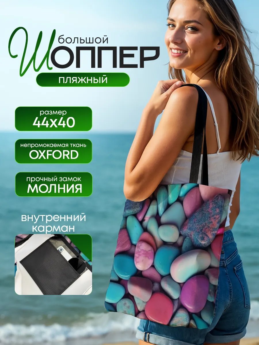 Сумка шоппер SoBag текстиль голубой