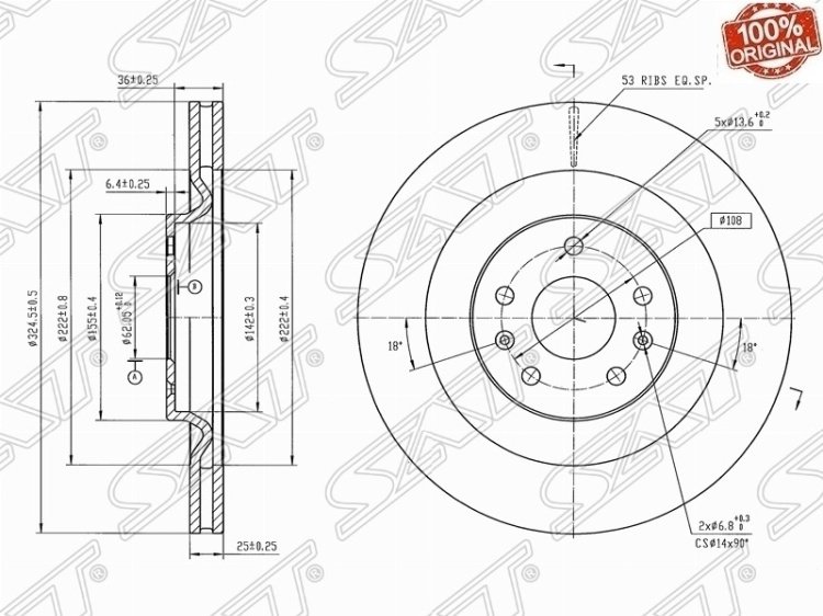 Диски SAT передние ST-25-0045 купить,15360