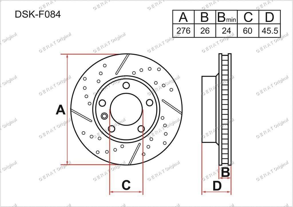Диски Gerat передние DSK-F084 купить,64240