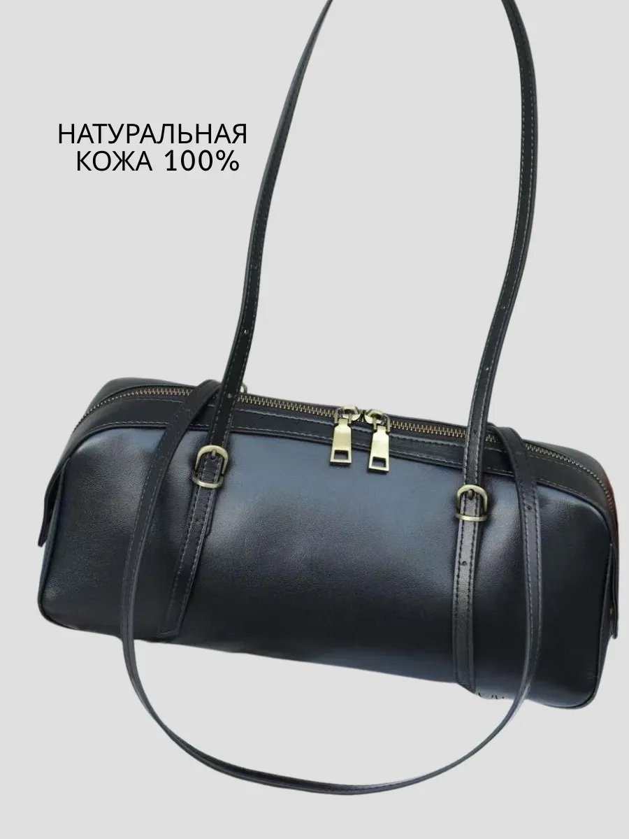 Сумка багет NOÈVE натуральная кожа черный купить,NaN