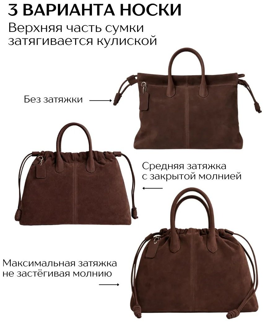 Сумка тоут Liube текстиль коричневый купить,NaN
