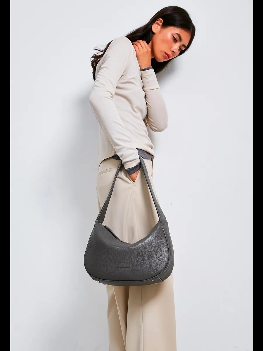 Сумка багет MARINA ADAMENKO натуральная кожа серый купить,NaN