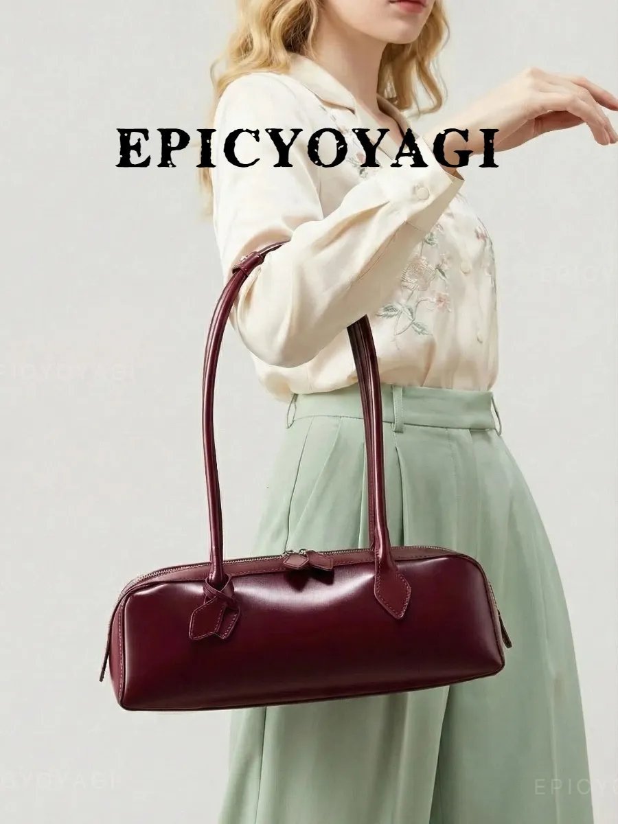 Сумка багет EPICYOYAGI натуральная кожа красный купить,NaN