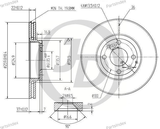 JD Диск Тормозной JBD0021 купить,12400