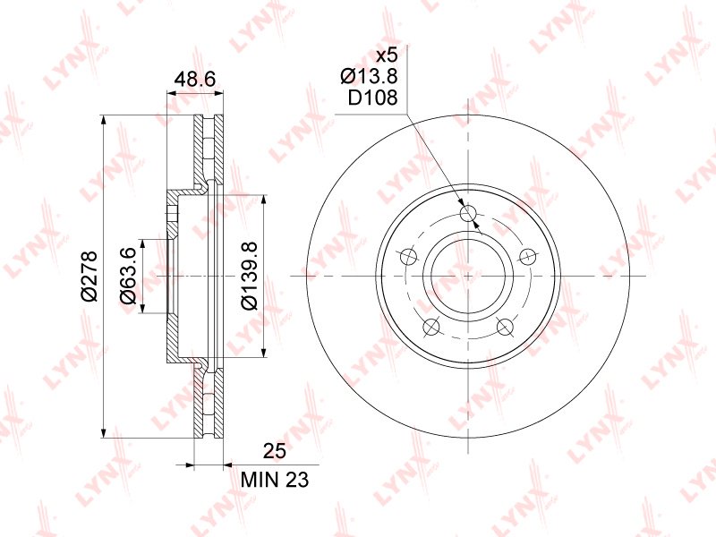 Диски LYNXauto передние BN1440 купить,24920