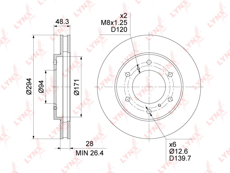 Диски LYNXauto передние BN1762 купить,48930