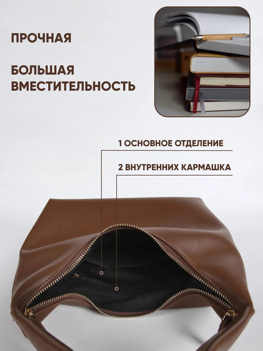 Сумка багет PYARI экокожа коричневый купить,NaN