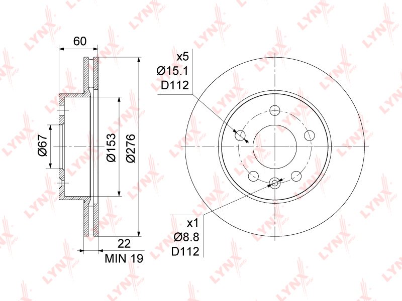 Диски LYNXauto передние BN1080 купить,39060