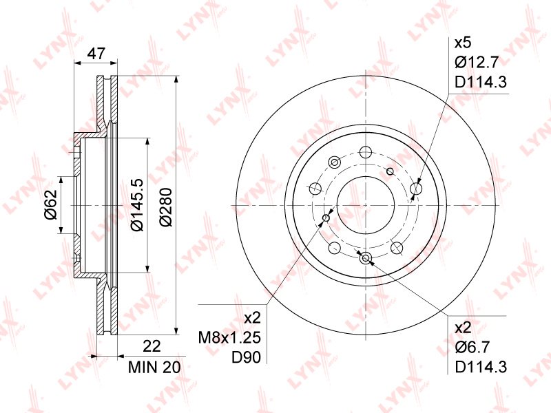 Диски LYNXauto передние BN1134 купить,47230