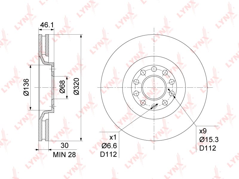 Диски LYNXauto передние BN1209 купить,73370