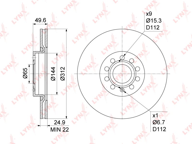 Диски LYNXauto передние BN1202 купить,54080