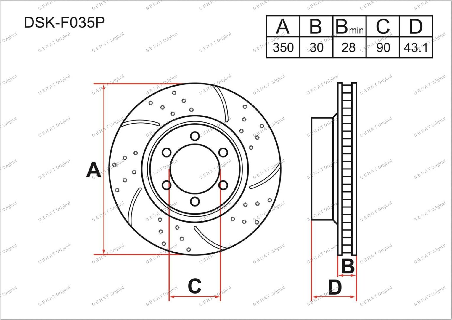 Диски Gerat передние DSK-F035P купить,71610