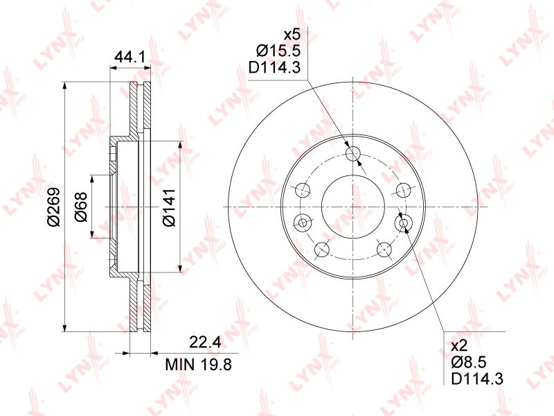 Диски LYNXauto передние BN1416 купить,49410