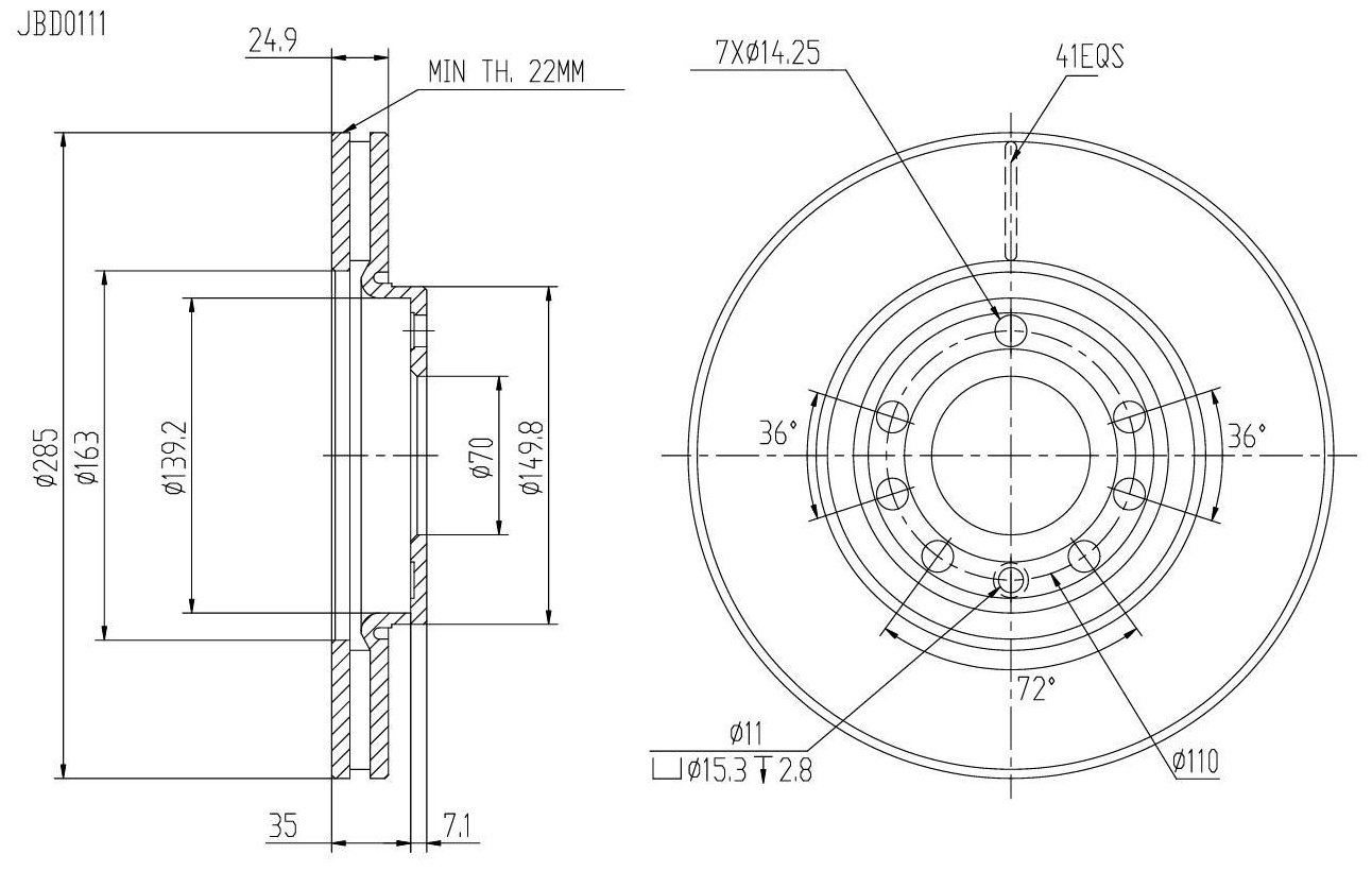Диски JD передние JBD0111 купить,7299