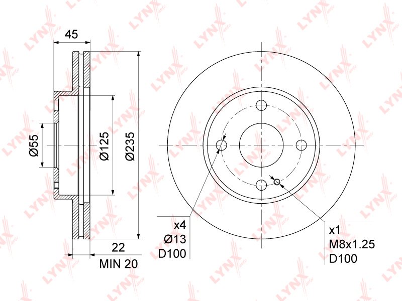 Диски LYNXauto передние BN1067 купить,34020