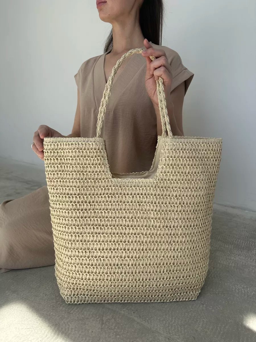 Сумка шоппер SL'Bags рафия бежевый купить,NaN