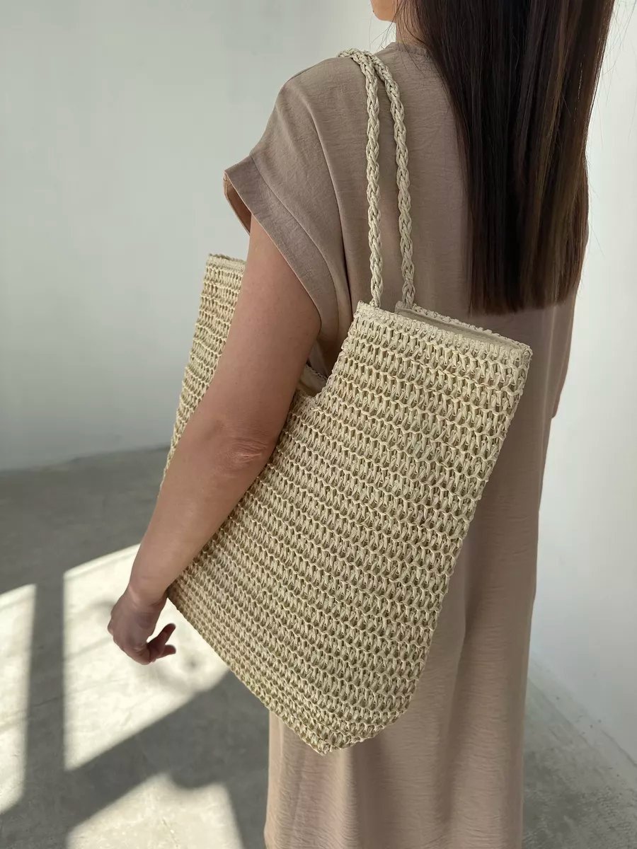 Сумка шоппер SL'Bags рафия бежевый купить,NaN
