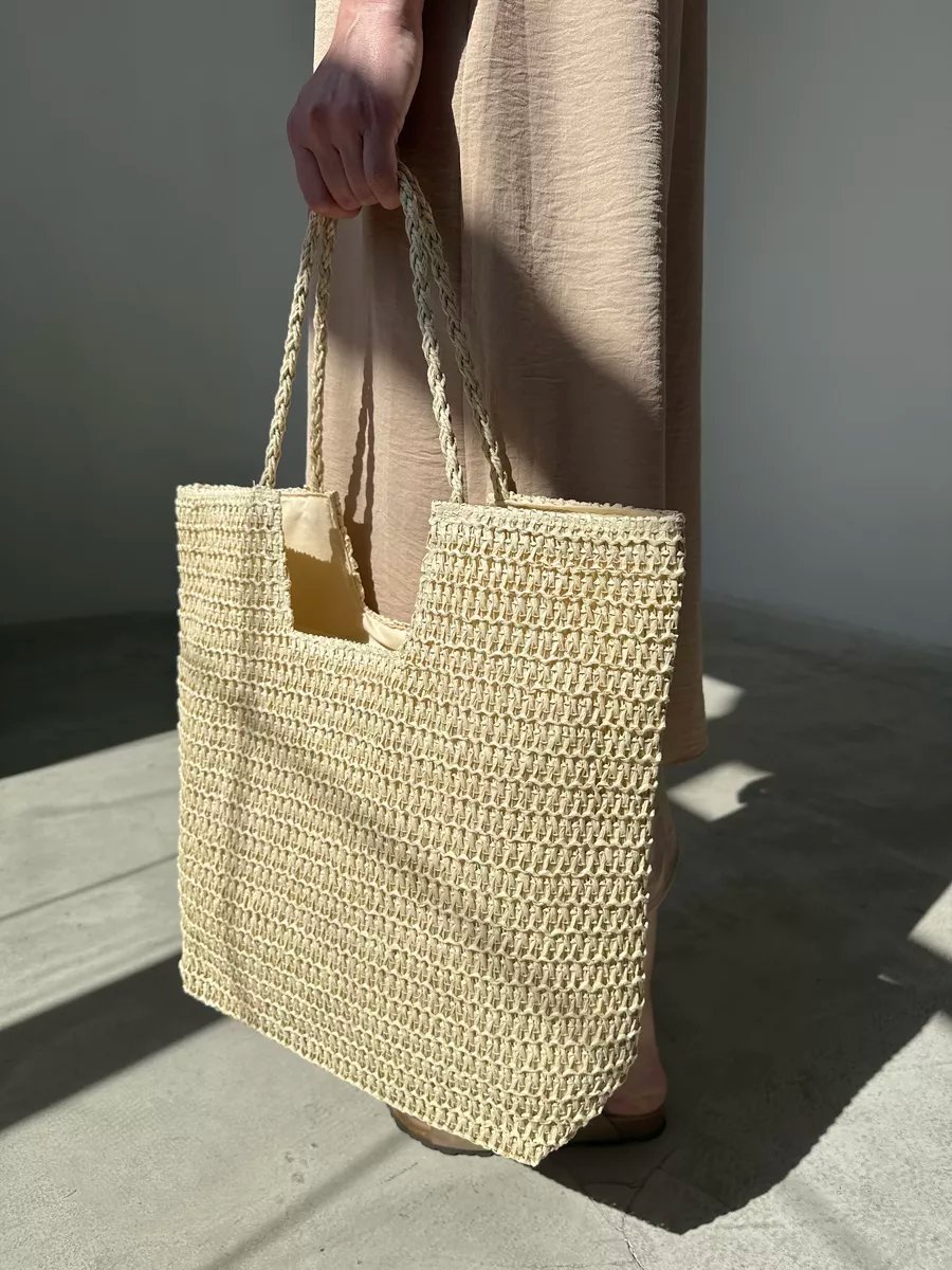 Сумка шоппер SL'Bags рафия бежевый купить,NaN