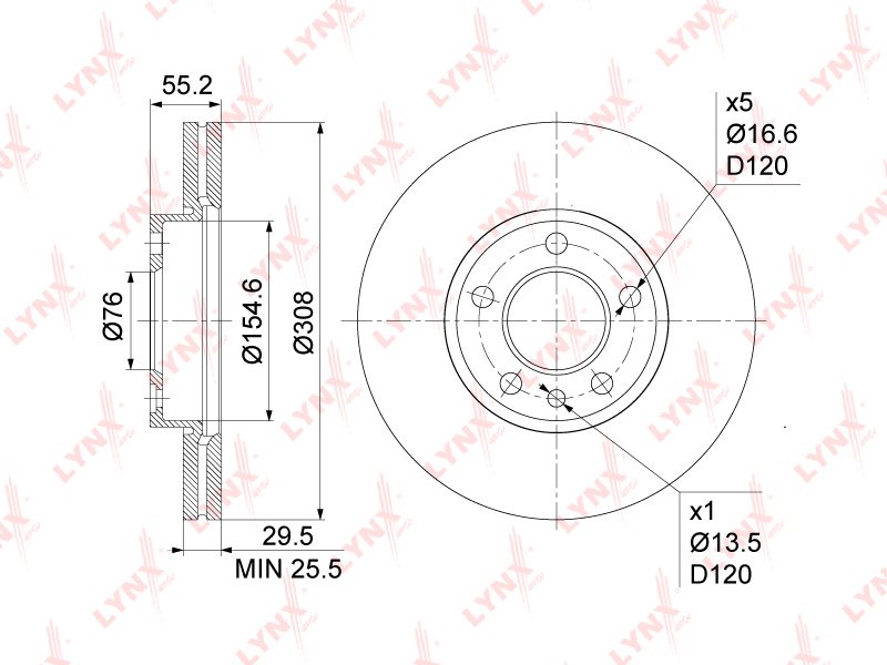 Диски LYNXauto передние BN1204 купить,68640