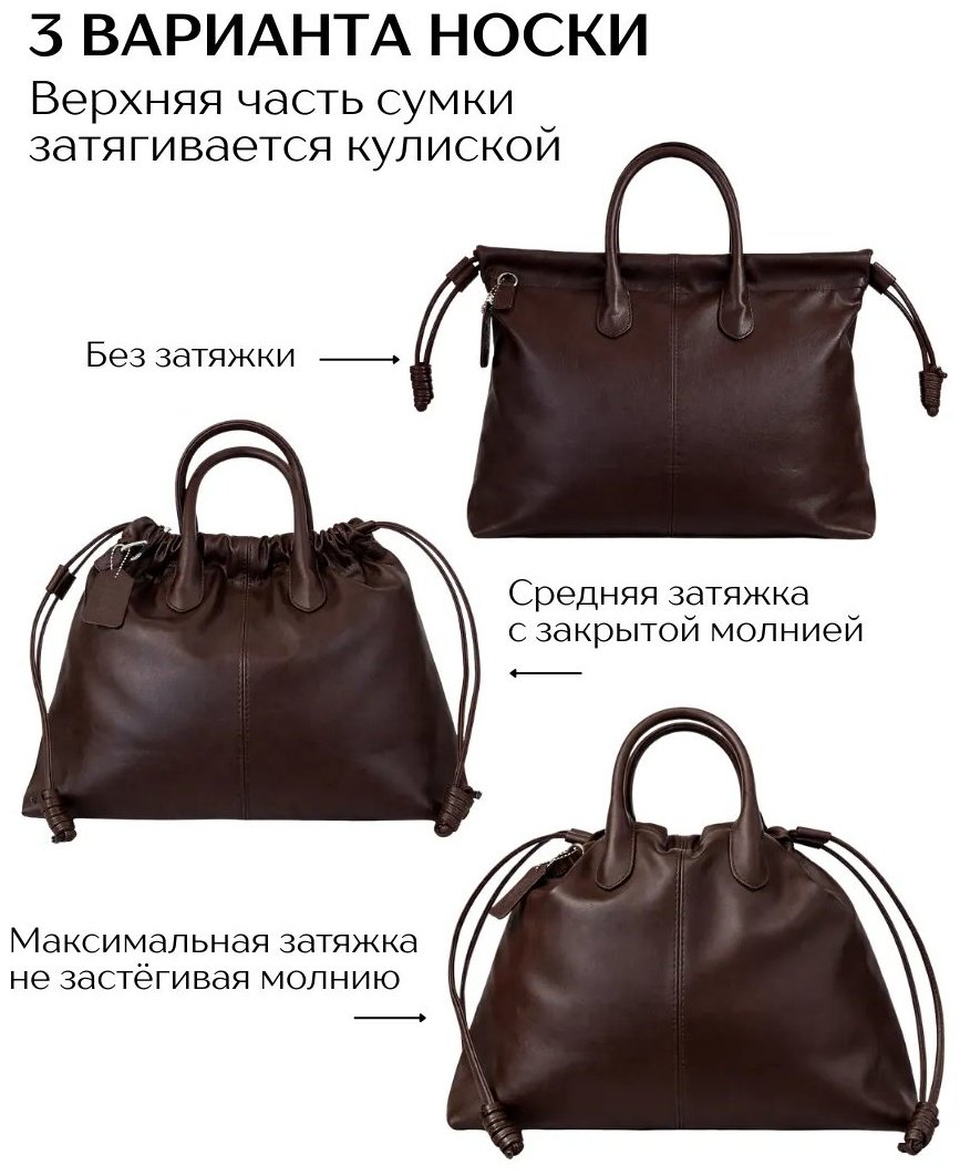 Сумка тоут Liube экокожа коричневый купить,NaN