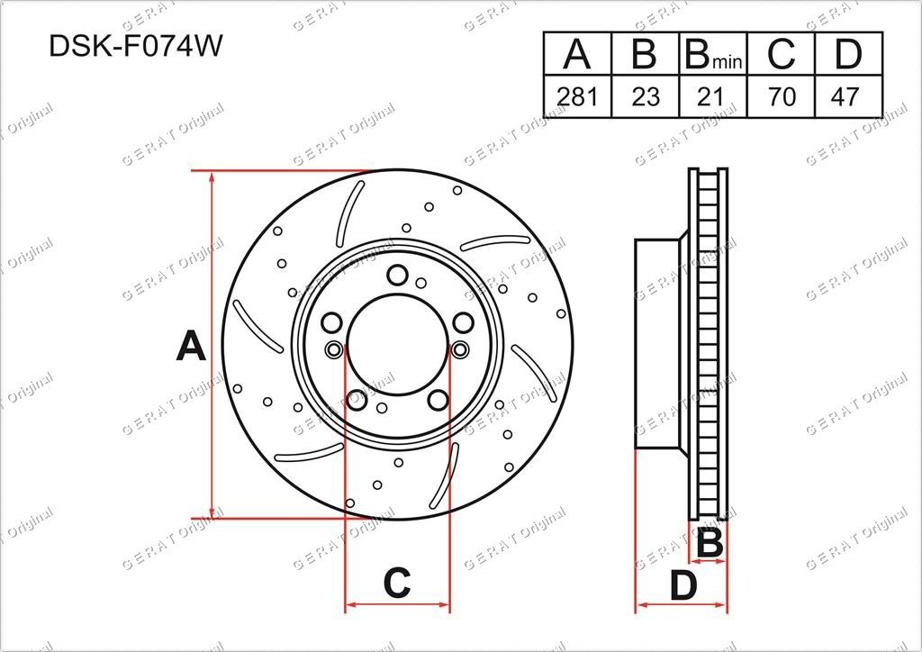 Диски Gerat передние DSK-F074W купить,47080