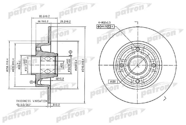 Диски PATRON задние PBD7015 купить,70180