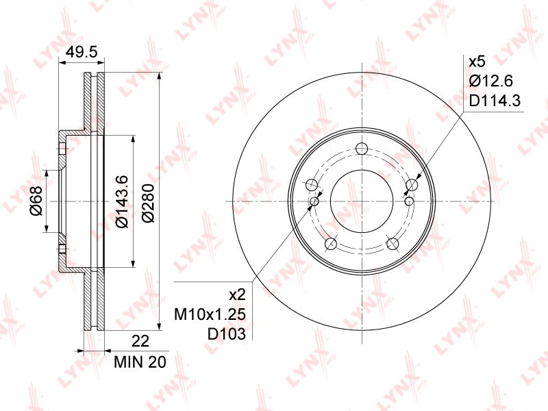 Диски LYNXauto передние BN1106 купить,54320