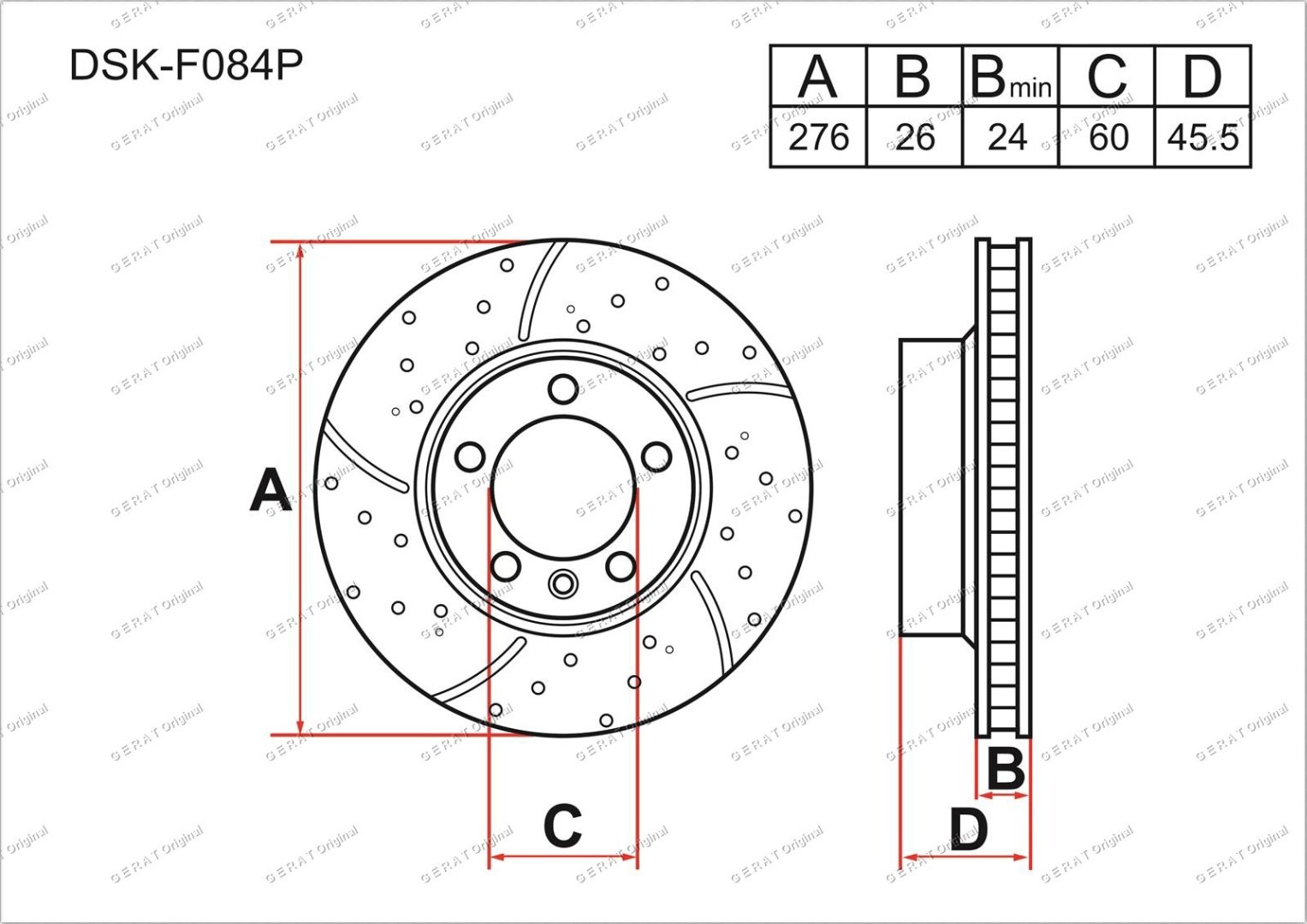 Диски Gerat передние DSK-F084P купить,66330