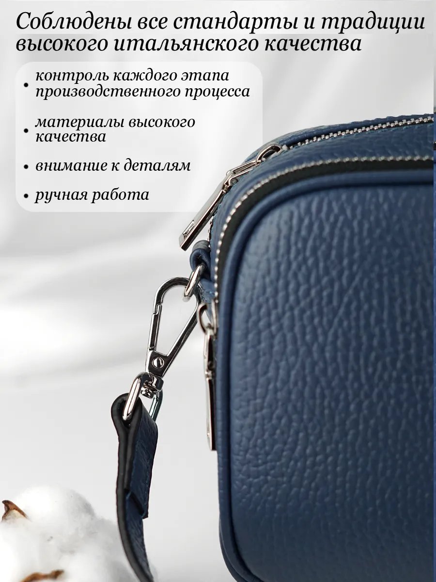 Сумка кросс-боди Barsalini Land натуральная кожа синий