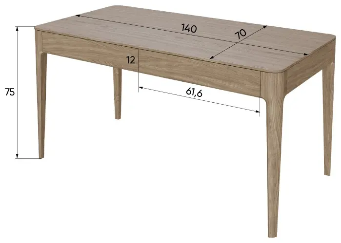 Стол письменный Ellipse Type oak, 140х70x75 см, бежевый