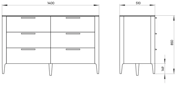 Комод Ellipse Type, 140x51x85 см, серый