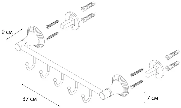 FIXSEN крючок FX-71605-5B 1 шт, металл