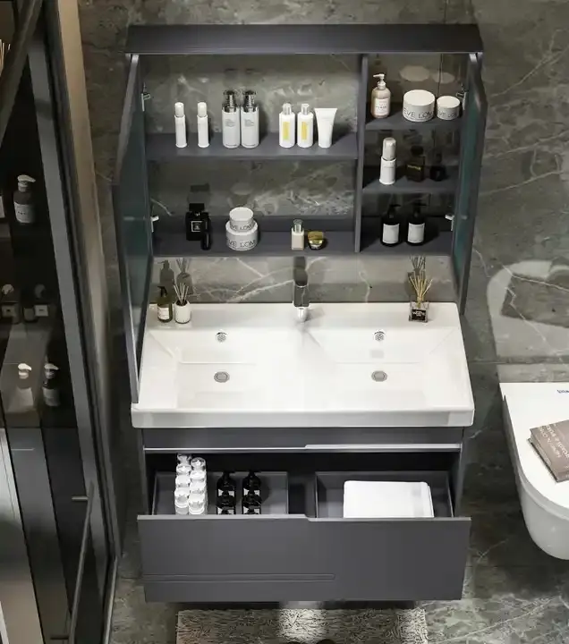 Комплект для ванной Cerutti SPA OGLIO 120 (тумба под раковину, зеркало, раковина) серый