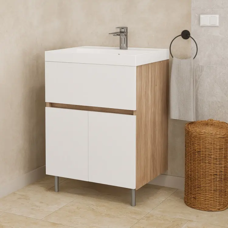 Тумба с раковиной KABINKA.KZ Нева 600, 60x85x45 см, белый, коричневый купить,NaN