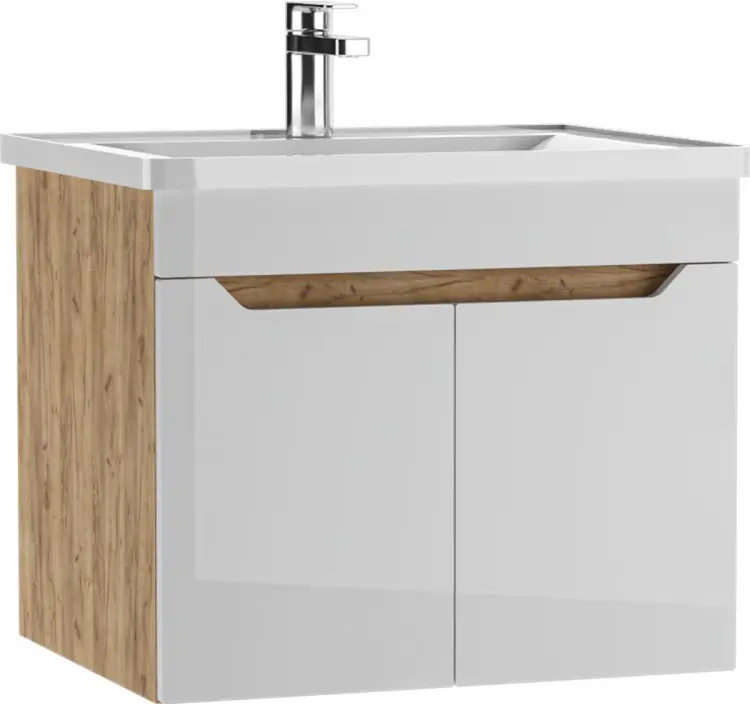 Тумба с раковиной KABINKA.KZ Адай, 57x47x46.6 см, белый, коричневый купить,NaN