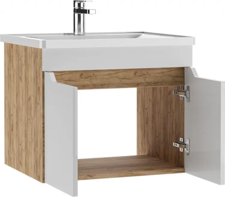 Тумба с раковиной KABINKA.KZ Адай, 57x47x46.6 см, белый, коричневый купить,NaN
