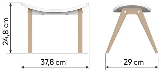 Детский табурет Ellipse Classic, массив дерева, 37.8x29x24.8 см, белый